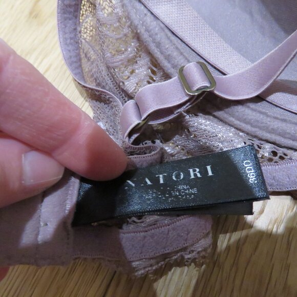 NATORI Feathers Plunge Lace T Shirt Bra in Grape Lilac Purple Mesh - Size 36DD - Picture 11 of 11